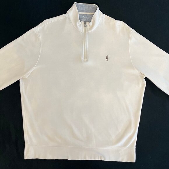 Ralph Lauren Luxury Jersey Quarter Zip Pullover (Clubhouse Cream) - Picture 2 of 4